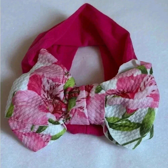 Pink Floral Bohemian Bow Headband - Picture 4 of 4